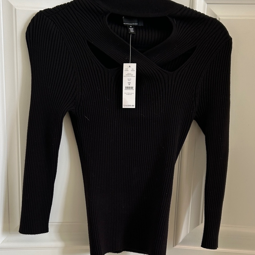 White House Black Market Ribbed Cutout Blouse